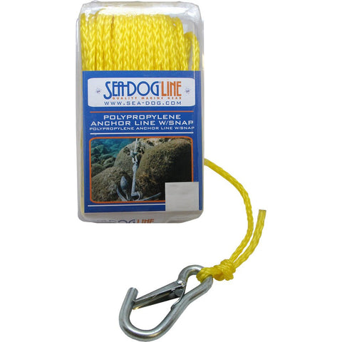 Sea-Dog Poly Pro Anchor Line w/Snap - 1/4" x 100' - Yellow