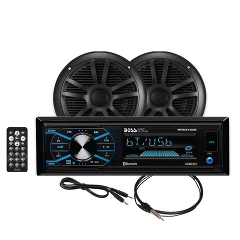 Boss Audio MCBK634B.6 Package w/MR634UAB, 2-MR6B Speakers & MRANT10 Antenna - Black