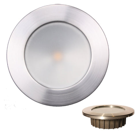 Lunasea “ZERO EMI” Recessed 3.5” LED Light - Warm White w/Brushed Stainless Steel Bezel - 12VDC