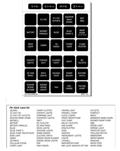 Blue Sea 4216 Label Kit Dc H2o 60 Square Black