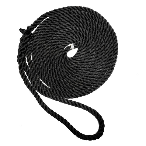 New England Ropes 1/2" X 15' Premium Nylon 3 Strand Dock Line - Black
